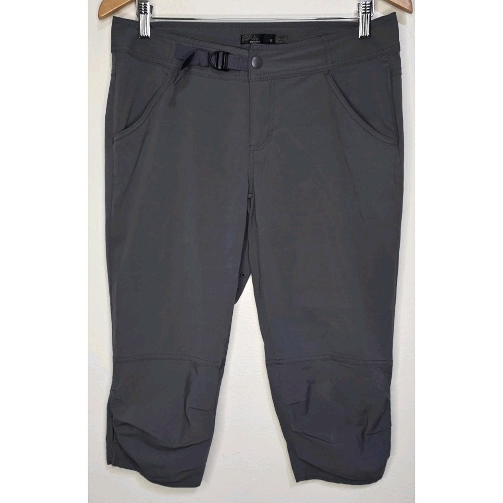 Prana Jasmine Knicker Crop Capri Pants 8 Dark Gray Gorpcore Hiking Camping Cinch